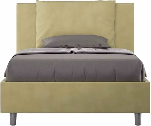 Letto una piazza e mezza senza rete imbottito 110x190 microfibra tè verde Antea