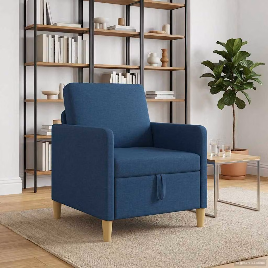 Divano moderno vidaXL con contenitore a scomparsa in tessuto blu L: 72 cm, P: 78 cm, H: 87 cm
