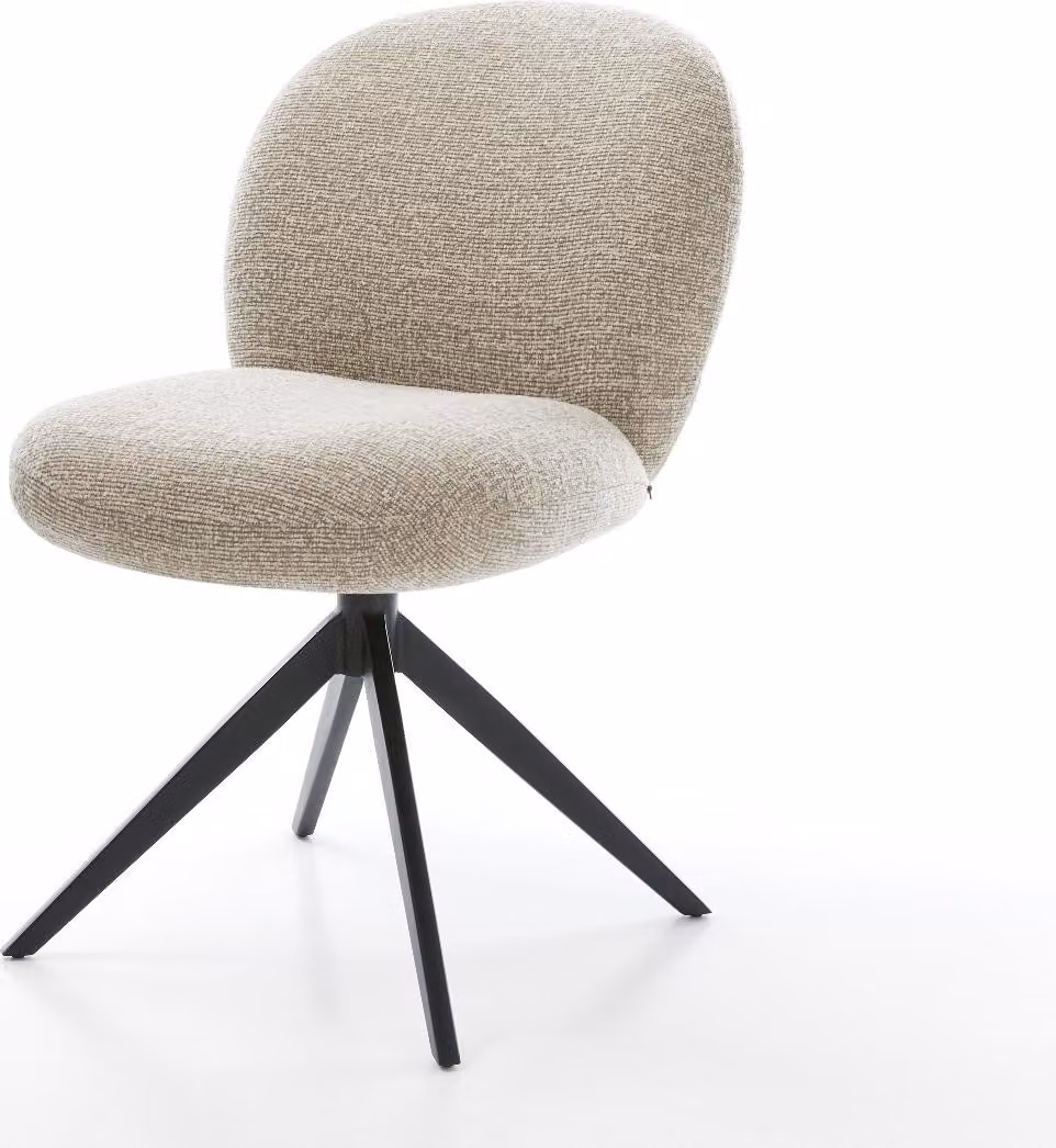 DELIFE sedia girevole Nube-Flex tessuto morbido beige telaio trasversale largo nero girevole a 360° funzione dondolo nucleo a molle tascabili
