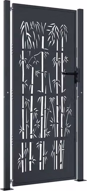 Cancello da giardino-Porta da giardino antracite 105x180 cm in acciaio e bamb¨´