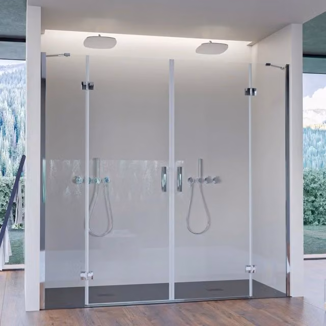 Porta doccia con due porte battenti trasparente 8mm regina, misura 260