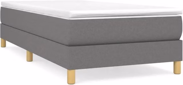 Letto singolo | Letto per adulti | Giroletto a Molle con Materasso Grigio Scuro 90x190 cm Tessuto