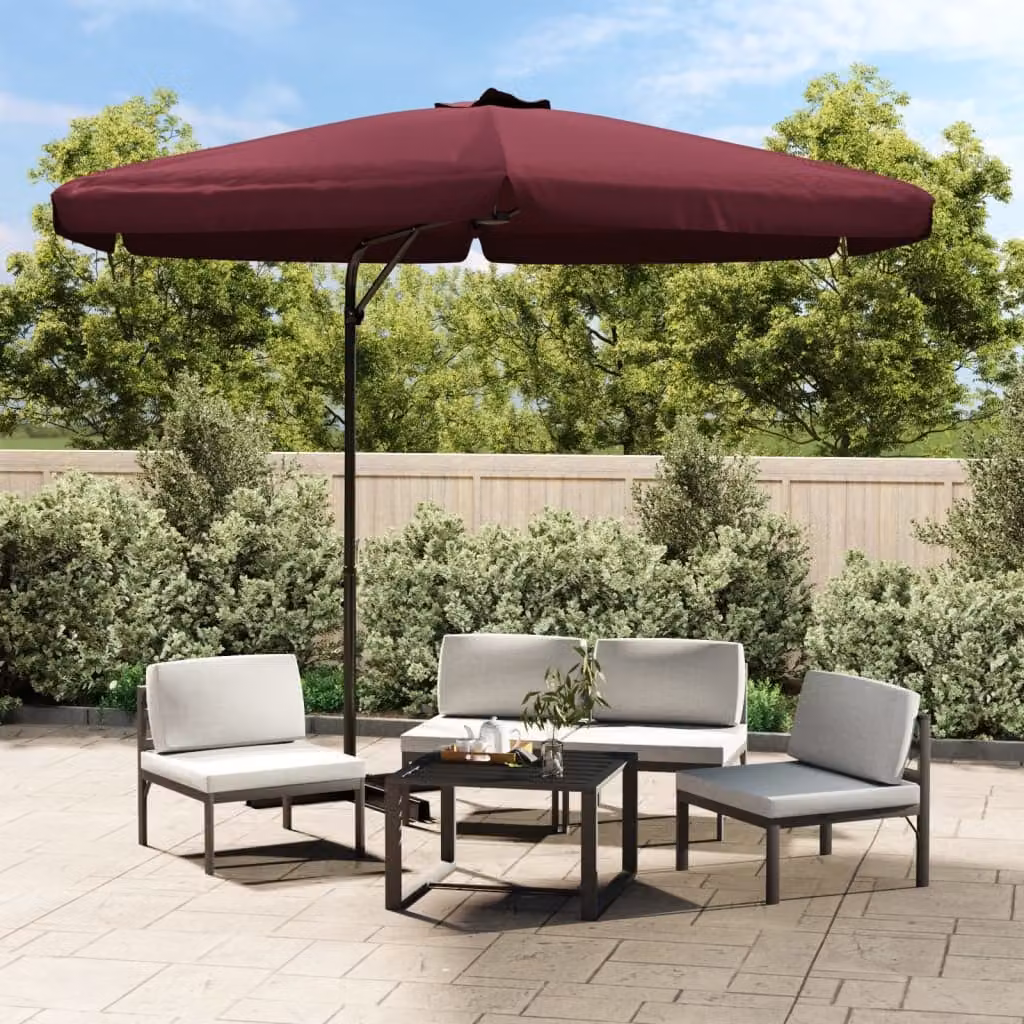 Ombrellone The Living Store con palo in acciaio da 300 cm, rosso bordeaux