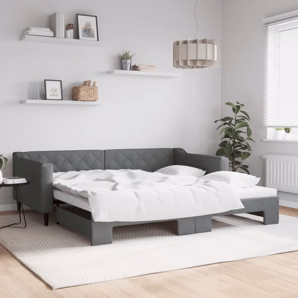 Maison Exclusive - Divano letto estraibile grigio scuro 100x200 cm in tessuto