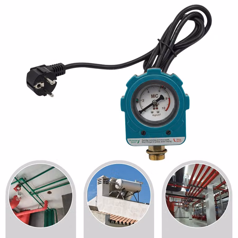 Pressostato per pompa dell'acqua - Controllo pompa - Potenza 1,5 kW - Filettatura NPT da 1,27 cm - 220 V - PVC - Blu