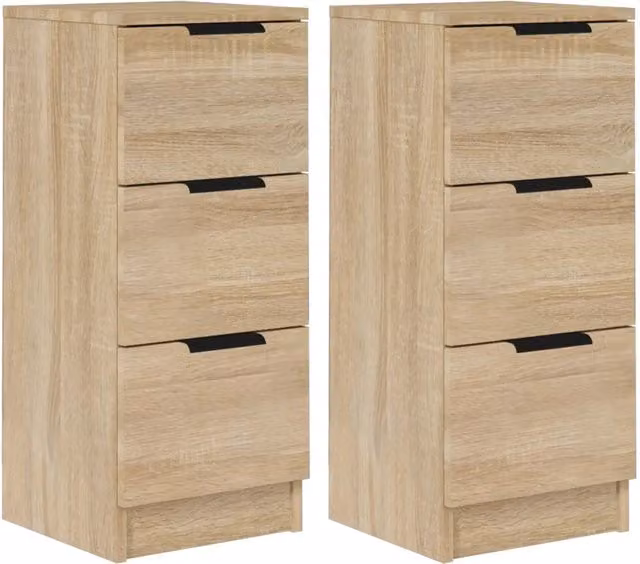 Set di 2 Credenze Design In Madia Buffet da pranzo in Legno Multistrato Rovere Sonoma, L/P/H: 30 x 30 x 70 cm