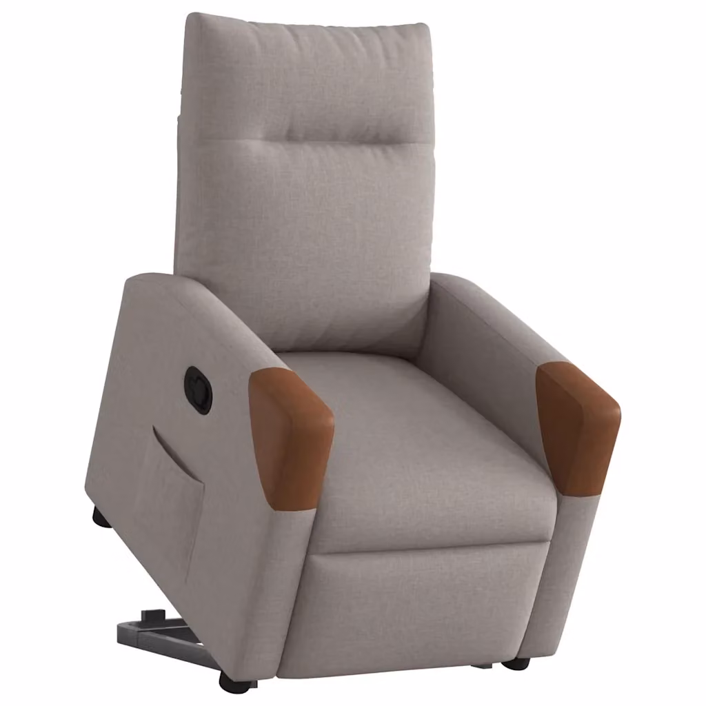 Poltrona Alzapersona Reclinabile vidaXL con Assistenza Elettrica in Tessuto Grigio e Marrone per Anziani – 2