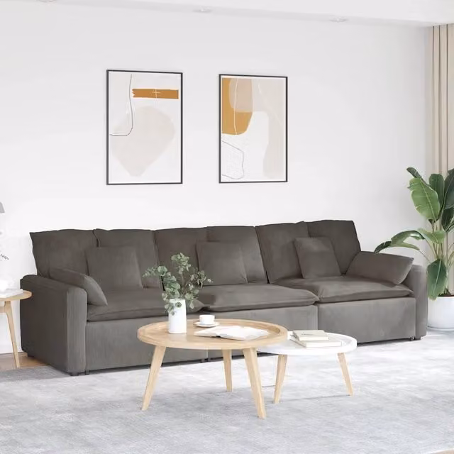 Divano Modulare con Cuscini Grigio Chiaro 3321107