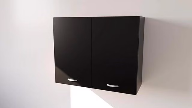 Pensile da cucina Calandrelli moderno con 2 ante in MDF nero lucido H 72 x L 70 x P 33 cm