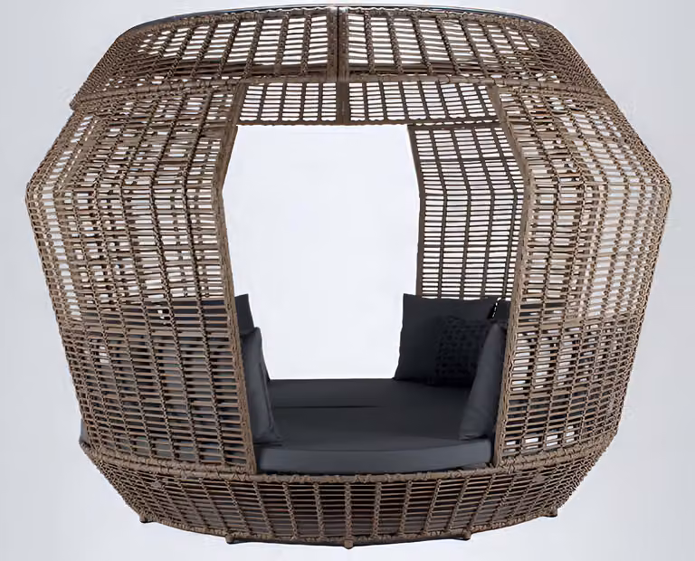 Letto da esterno moderno, aspetto rattan, mobili da terrazza