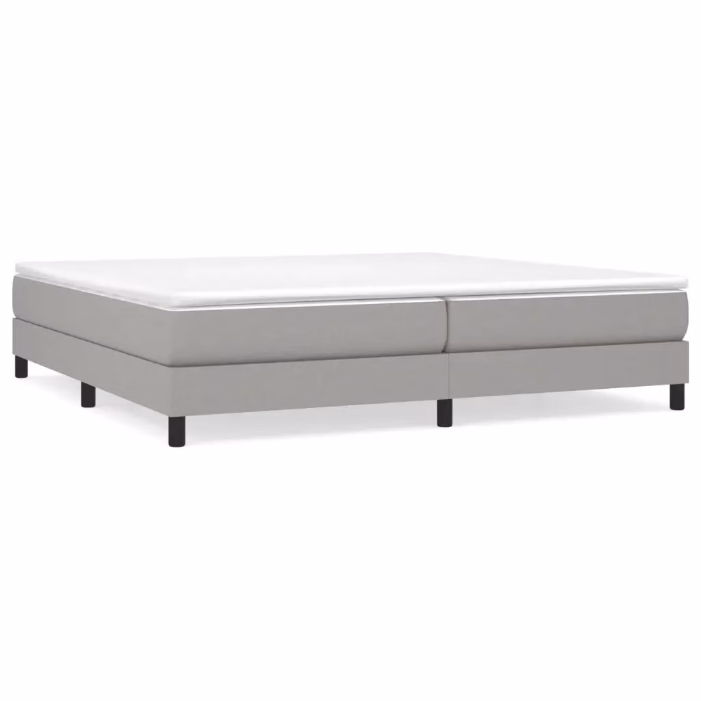 Struttura Letto a Rete a Molle e Giroletto Design In Grigio Chiaro in Tessuto 200x200 cm – 2