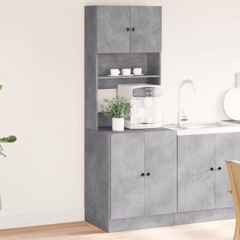 Mobile da cucina moderno vidaXL Grigio in legno e MDF con ante a battente, L: 60 cm, P: 50 cm, H: 180 cm