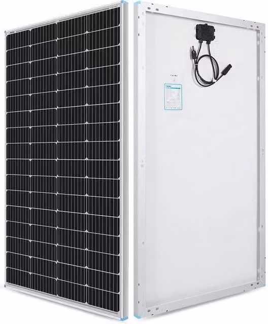 Pannello solare monocristallino da 175 W 12 V nero per camper, caravan e sistemi off-grid