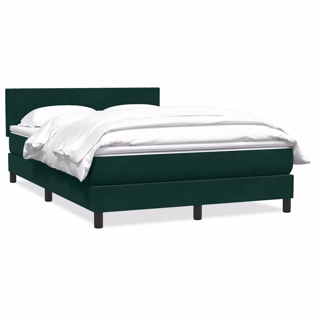 vidaXL Giroletto a Molle Ibrido con Materasso in Velluto Verde Scuro e Bianco L/P/H: 160 x 220 cm