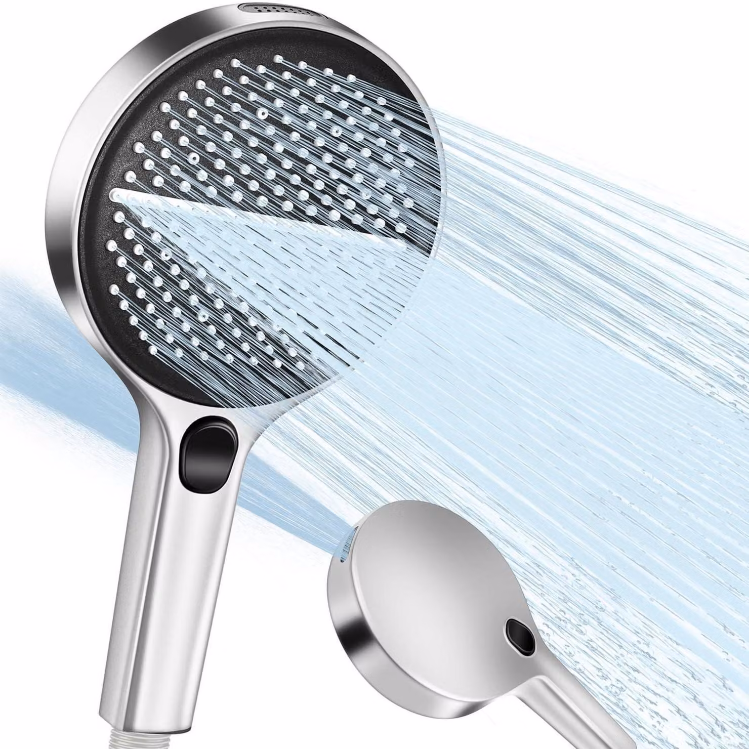 Testina doccia a pioggia, diametro 150 mm, a risparmio idrico, con 4 tipi di getto, doccetta manuale