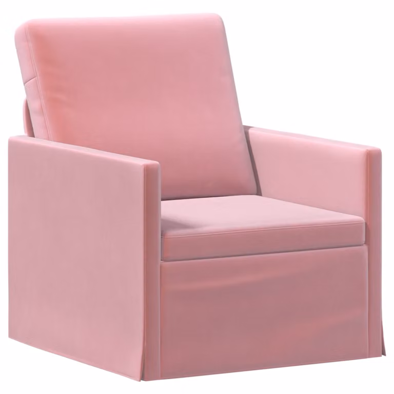 Divano Singolo vidaXL in Velluto Rosa con Struttura in Metallo L: 70 cm, P: 81 cm, H: 82 cm