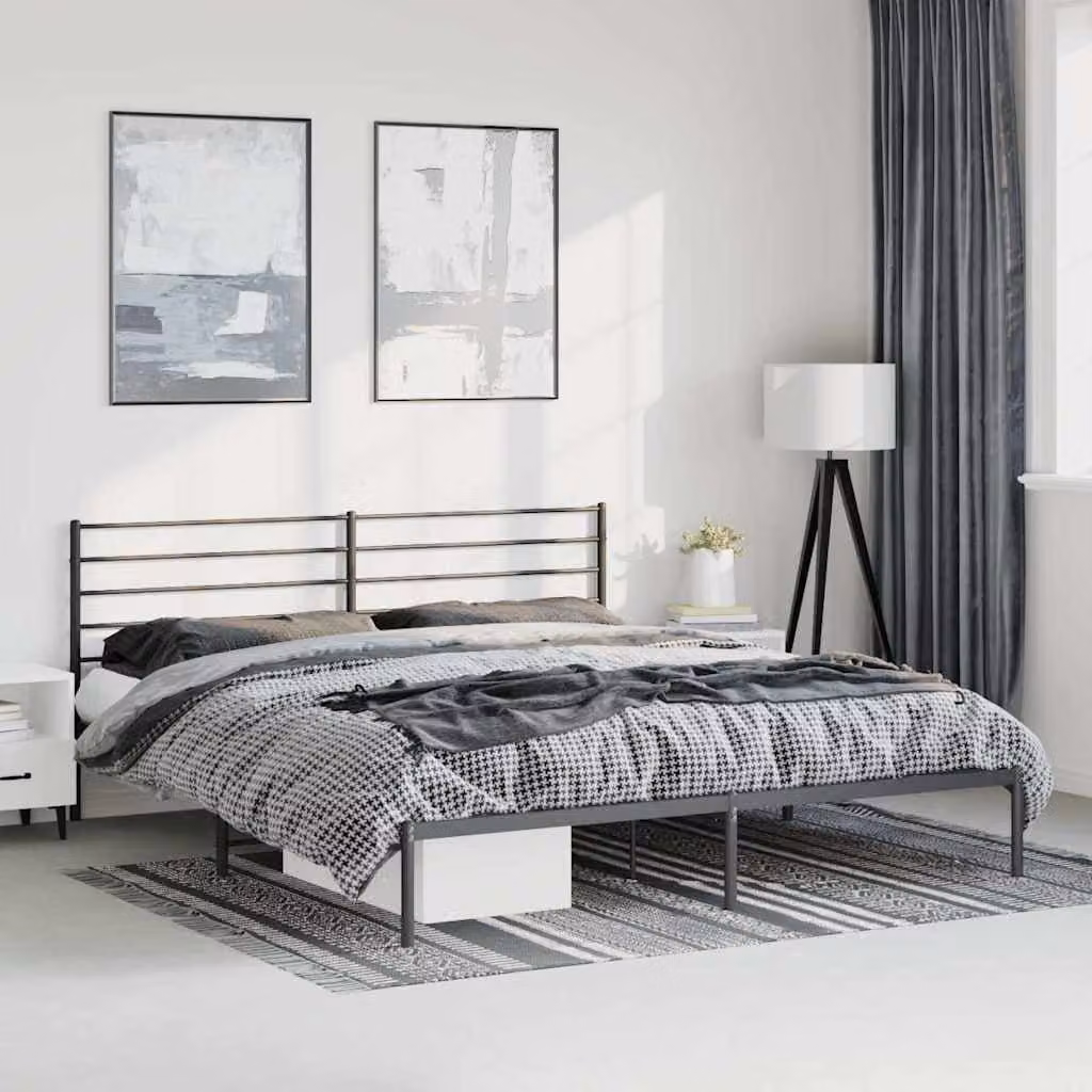 vidaXL Giroletto con Testiera in Metallo Nero L: 198 cm, P: 90 cm, H: 207 cm