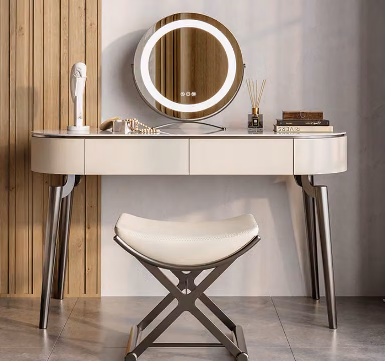 Beiger Kosmetiktisch Designer Schlafzimmer Möbel Edle Frisierkommode