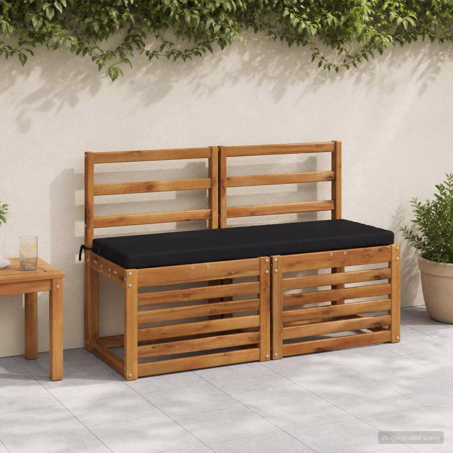 Cuscino per panchina vidaXL SOEST in poliestere nero L 110 cm x P 40 cm x H 5 cm