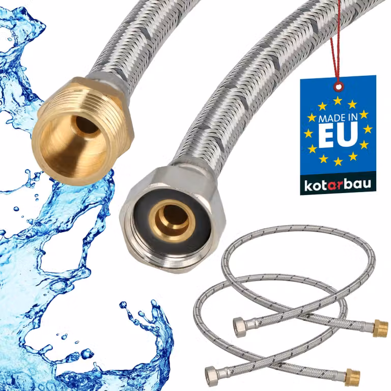 KOTARBAU® 2 Pezzi Tubo Flessibile per Rubinetto 1/2" x 1/2" Rinforzato 100cm Tubo Flessibile Rubinetto Cucina Maschio x Femmina Acciaio Inox