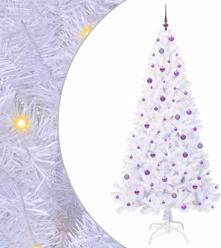 Albero di Natale artificiale bianco 240 cm in PVC e acciaio