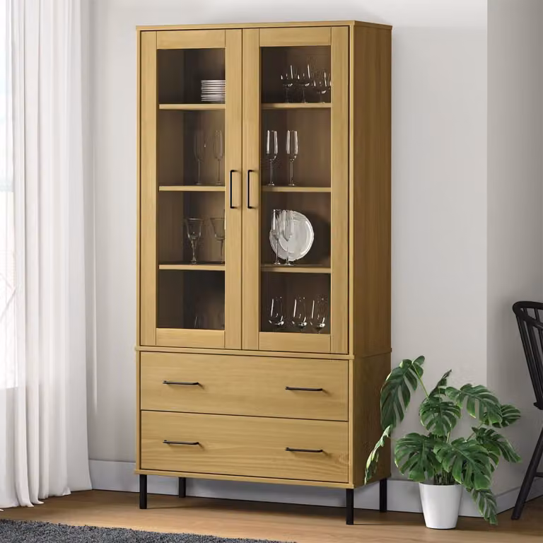 Libreria OSLO vidaXL in legno di pino e metallo marrone L: 85 cm, P: 35 cm, H: 172,5 cm