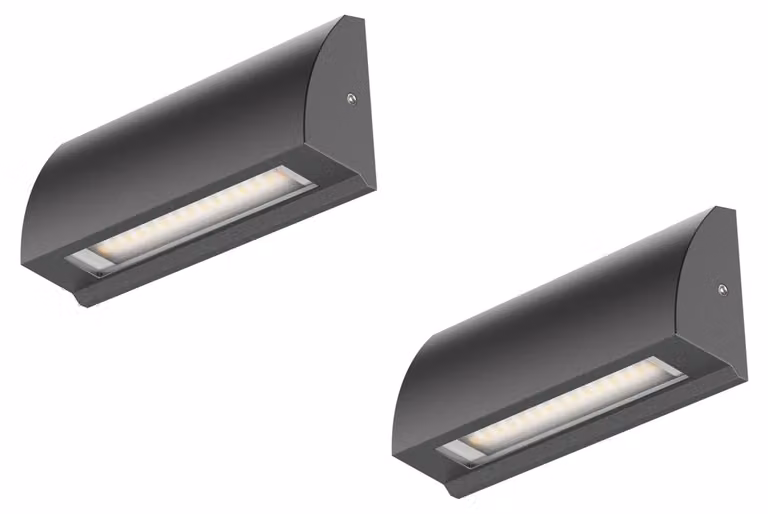 Lampada a parete LED SEGIN, set da 2, grado di protezione IP54, 3,8 W, 265 lm, luce bianco caldo, colore antracite