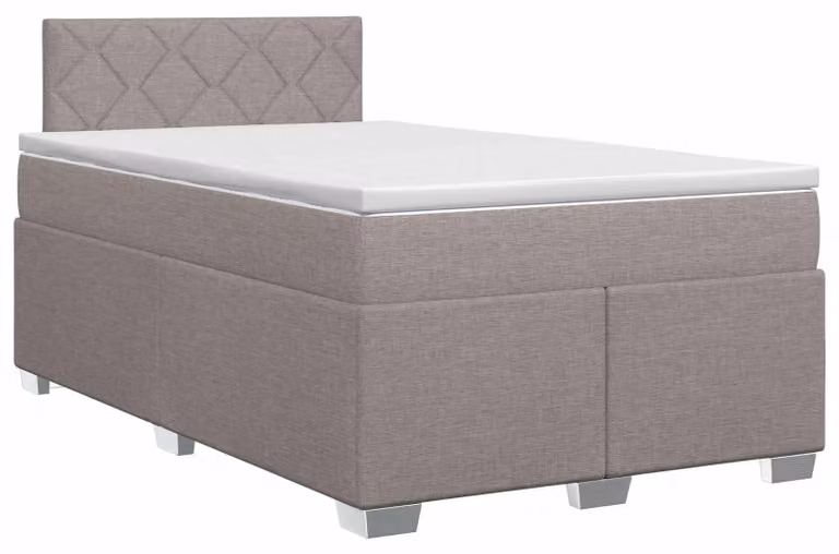 Letto a molle con materasso Taupe 120 x 190 cm in tessuto