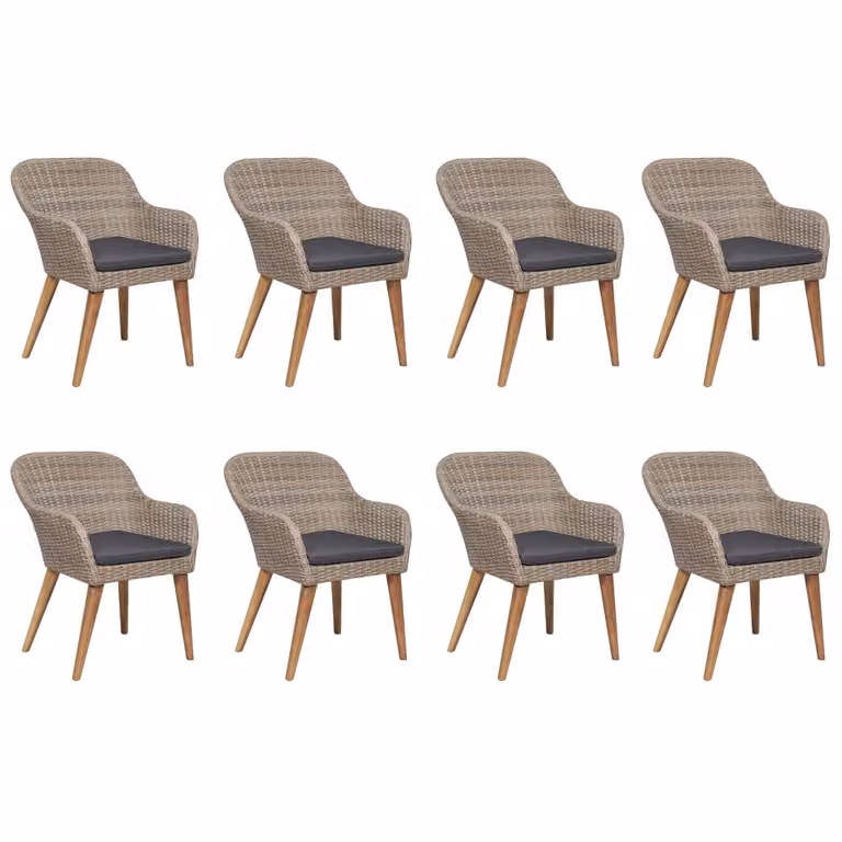 vidaXL set da pranzo da giardino 9 pezzi marrone
