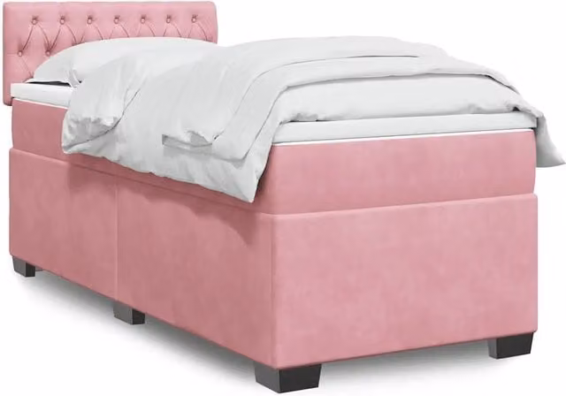 Giroletto a Molle con Materasso Rosa 80x200 cm in Velluto 3288473