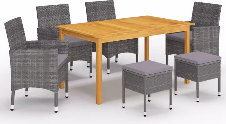 Maison Exclusive - Set da pranzo da giardino da 7 pezzi, grigio