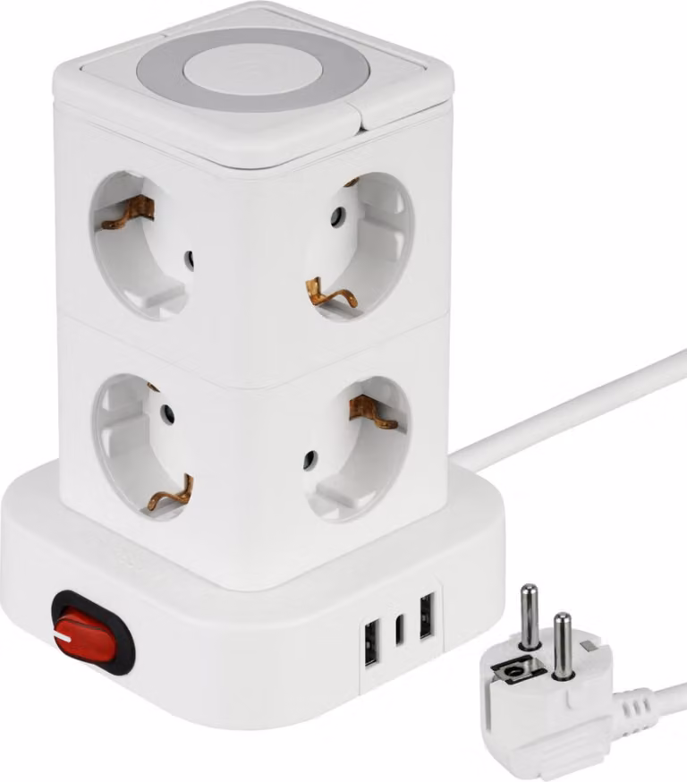 Ciabatta elettrica a 8 prese I USB-A USB-C I Luce LED
