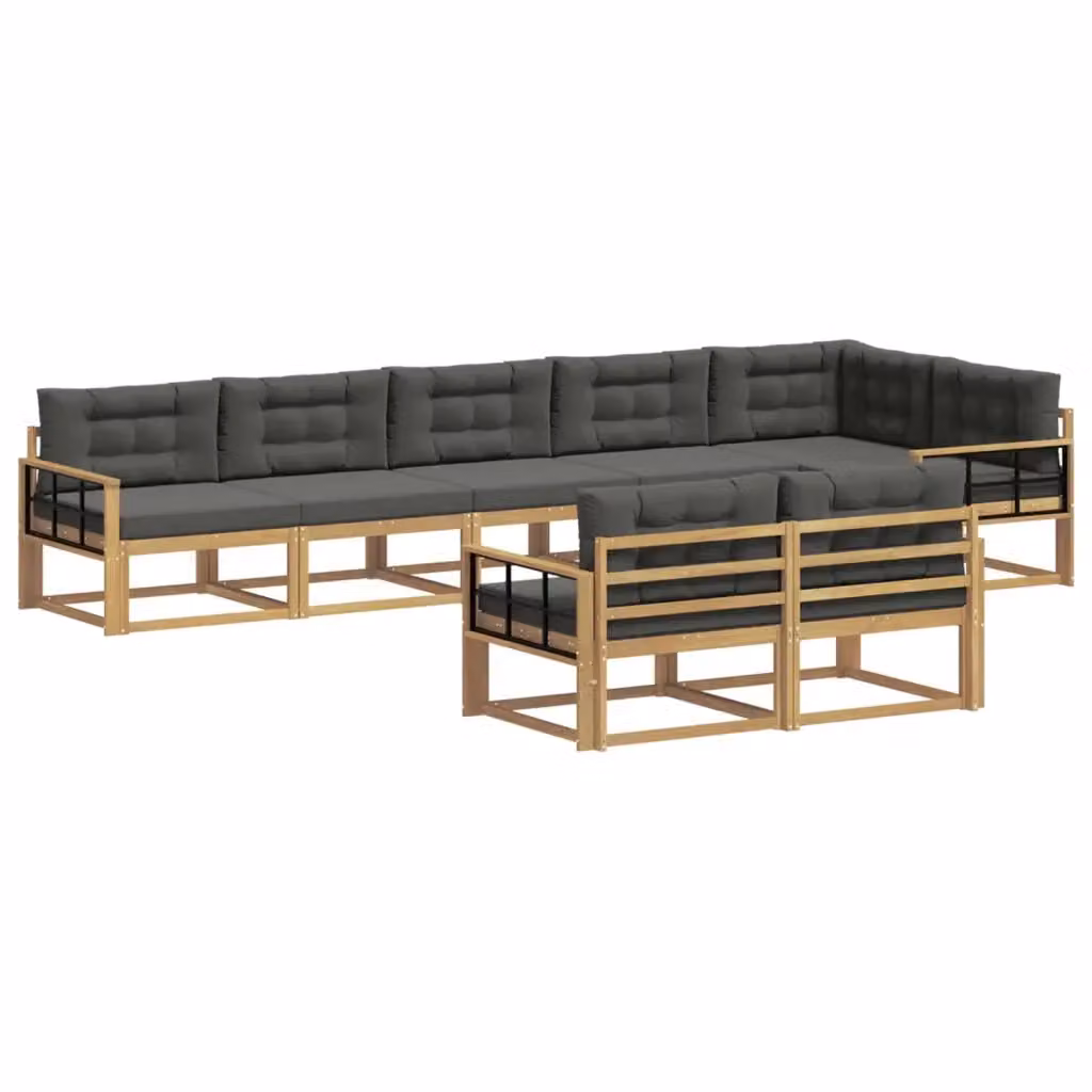 Set di divani da esterno a L vidaXL in legno di acacia con cuscini, Bianco e Antracite – 2