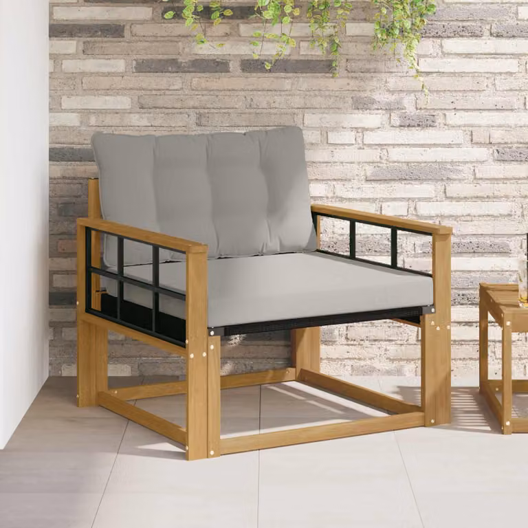 Set di divani da esterno vidaXL in legno di acacia massello e textilene con cuscini inclusi, grigio o bianco
