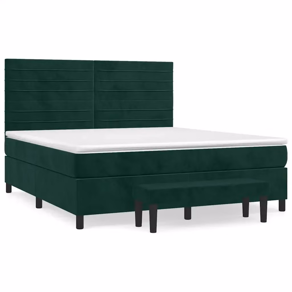 Giroletto a Molle con Materasso Ibrido vidaXL in Velluto Verde Scuro L/P/H: 160 x 200 x 128 cm – 2