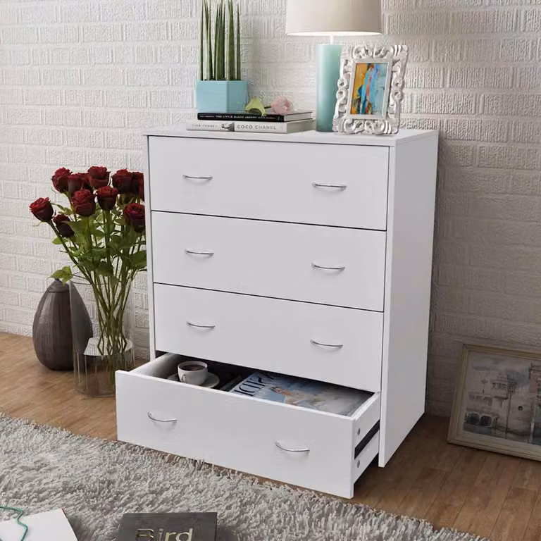 vidaXL Credenza con 4 Cassetti Bianca Moderna L: 60 cm, P: 30,5 cm, H: 71 cm