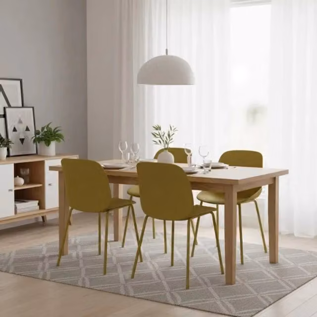 Set di 4 sedie da pranzo in polipropilene senape Cassandra con struttura in metallo facili da pulire | Duzzle