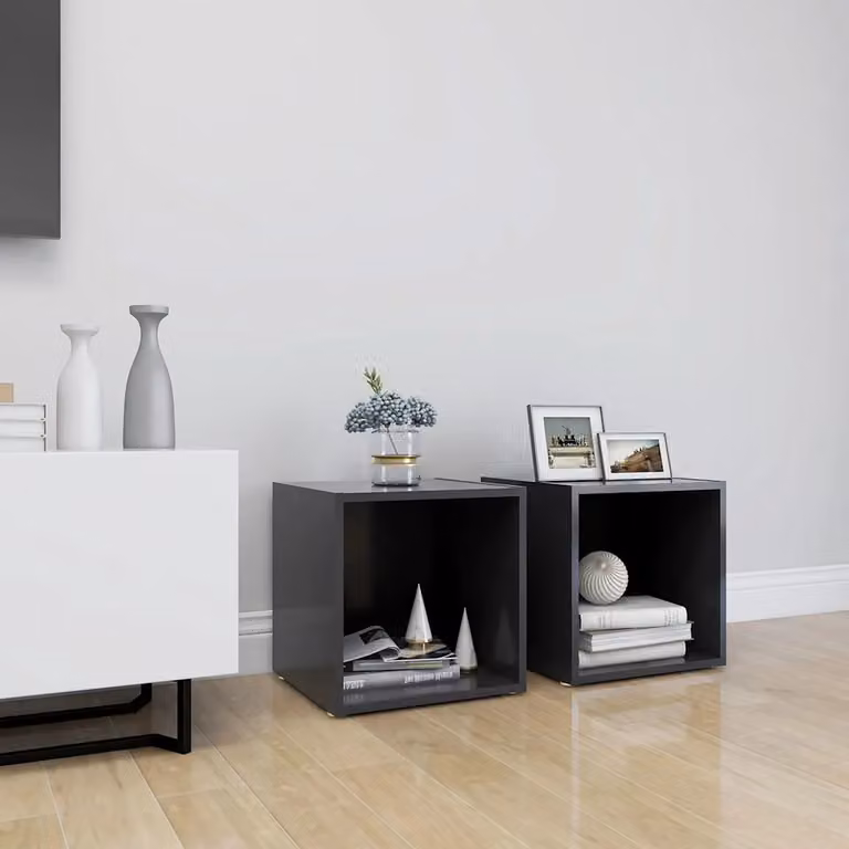 Set di 2 mobili porta TV vidaXL in legno multistrato grigio stile rustico L/P/H: 37 x 35 x 37 cm