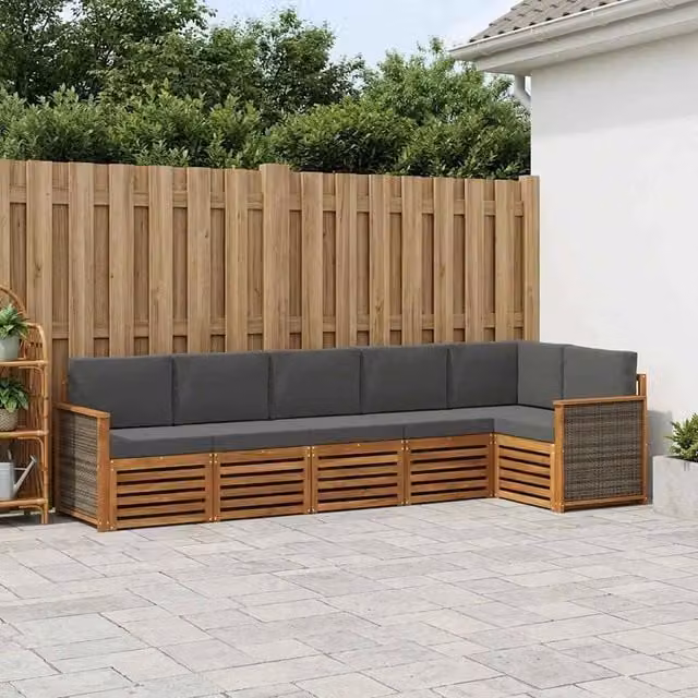 Set di divani da esterno 5 pz Naturale e Antracite 3384408