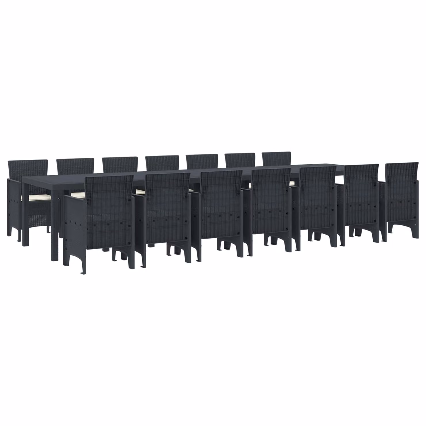 Set da pranzo da giardino vidaXL in rattan antracite con 15 cuscini – 1