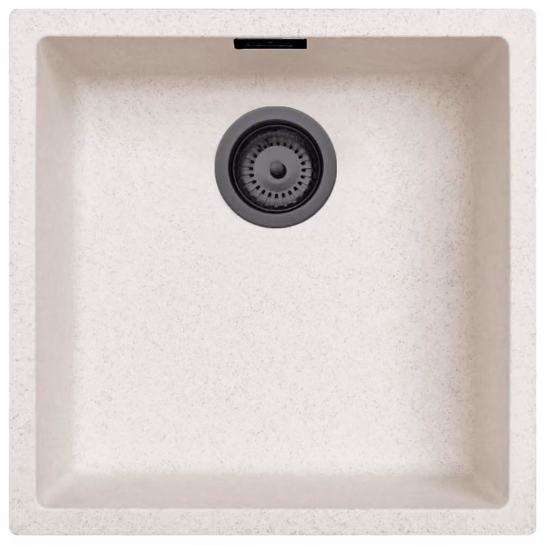 Lavello da cucina 40x40 cm, colore sand beige, modello Pure.Sink, da incasso e da appoggio