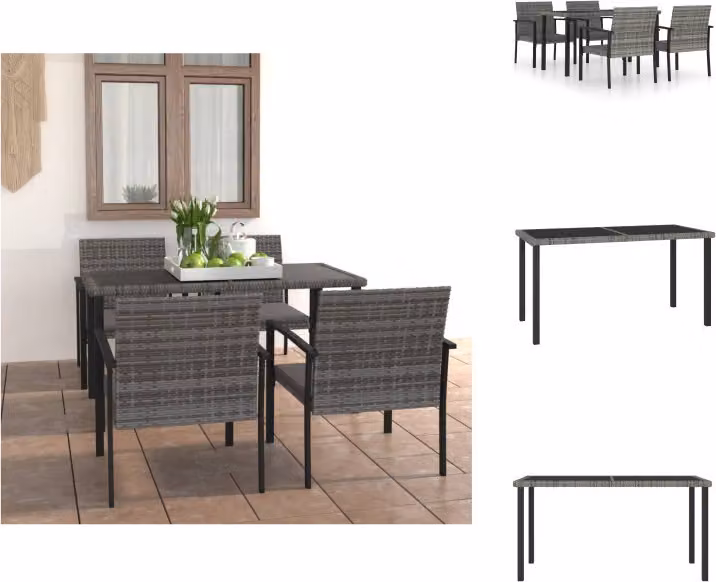 vidaXL Set da pranzo da giardino 5 pezzi in rattan grigio - Set di mobili da giardino