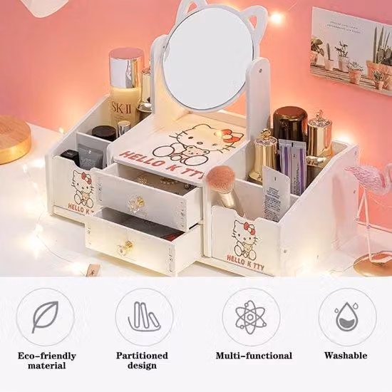 Toeletta multifunzionale con cassetto, bianca, da scrivania, toeletta con specchio, per camera da letto/bagno/comò
