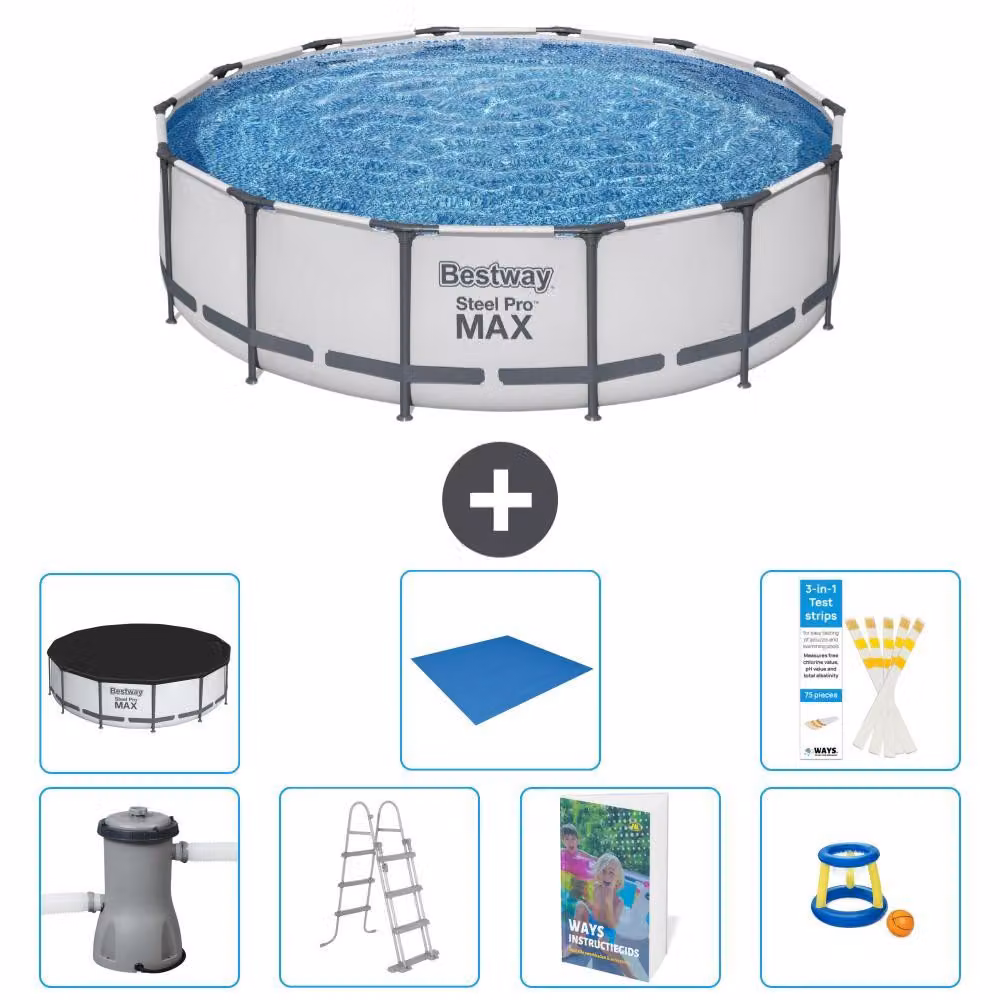 Piscina gonfiabile Bestway Steel Pro MAX, rotonda, 427x122 cm, composta da 6 parti, modello S568