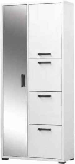Armadio con specchio + 3 ribalte +anta bianco cemento già montato L75.3 H175 P33