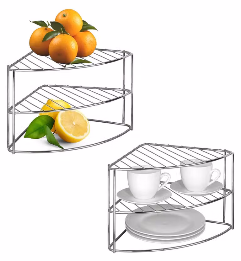 Scaffale angolare multifunzionale in metallo, ideale per cucina e bagno