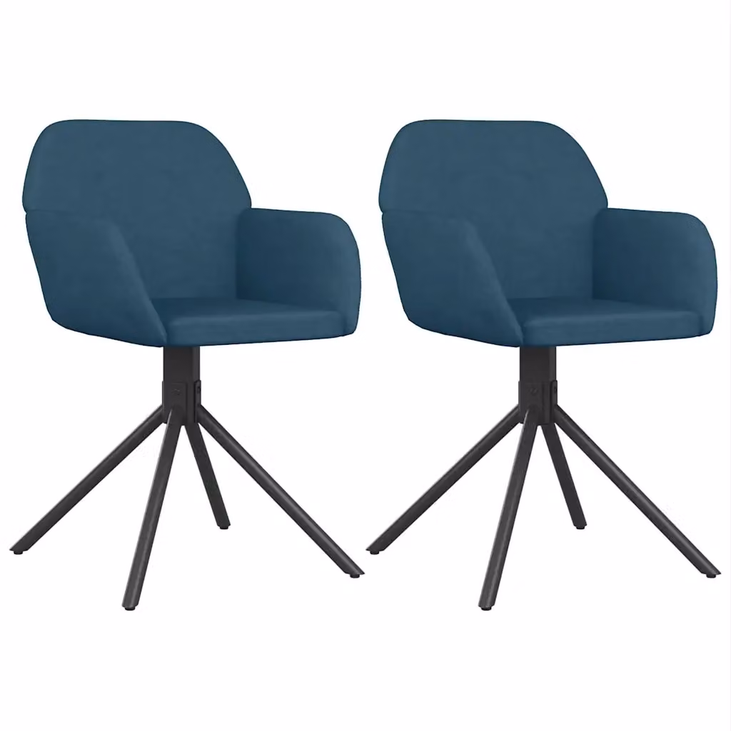 Set di 2 sedie da pranzo girevoli a 360 gradi vidaXL in velluto blu con struttura in metallo e MDF – 2