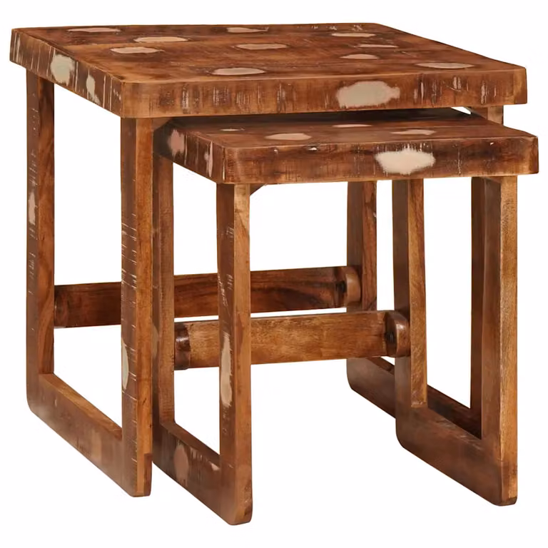 Set di 2 tavoli da annidamento vidaXL in legno marrone, forma quadrata, L/P/H: 46 x 46 x 45 cm