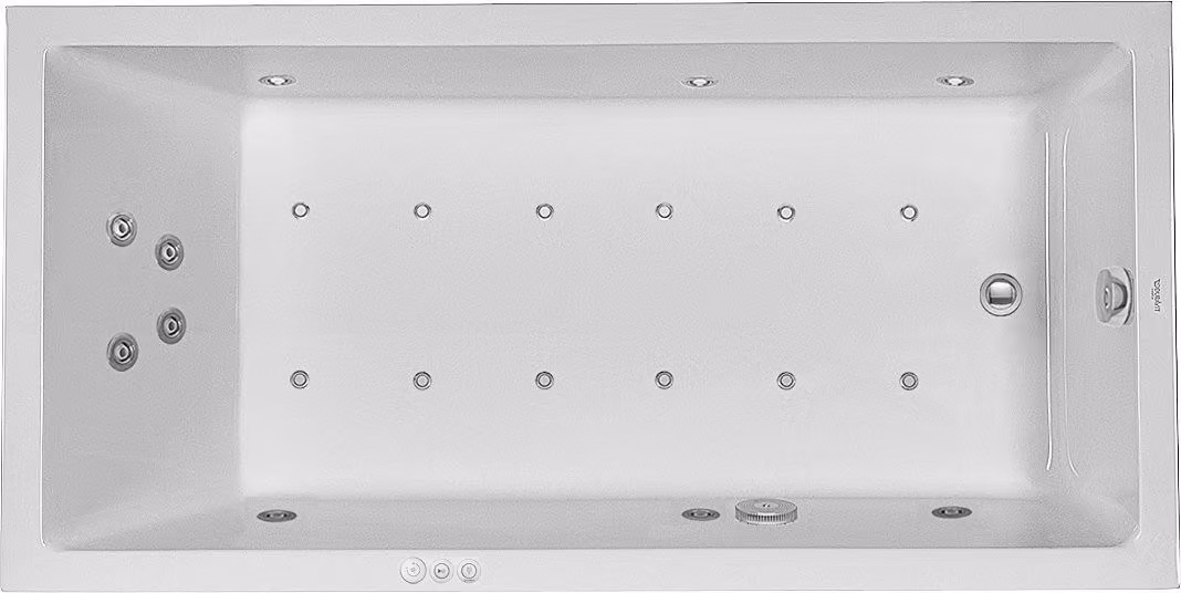Duravit Starck Bains à remous, à encastrer, simple dos, bâti-support, garniture de vidage et de trop-plein chrome, Combi-Système P, 1800x900mm, 760050000CP1000, 760050000CP1000