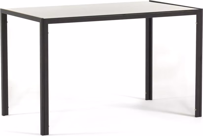 Tavolo rettangolare 120×70 cm con piano in vetro temperato e struttura in acciaio laccato - design compatto, moderno, luminoso ed elegante per cucina, sala da pranzo e soggiorno - ETTORE - Grigio scuro